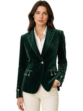 Raymond of Dune Emerald Velvet Equestrian Blazer Women’s M/L Size 38R